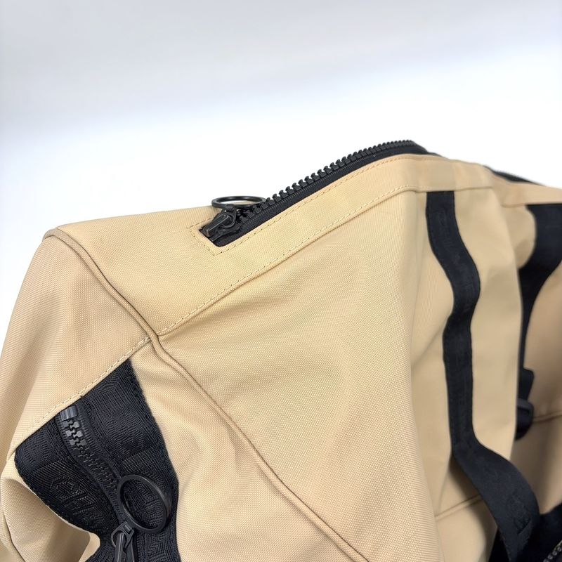Chanel CC Logo Sports Line Missing Nylon Black Beige Boston Bag