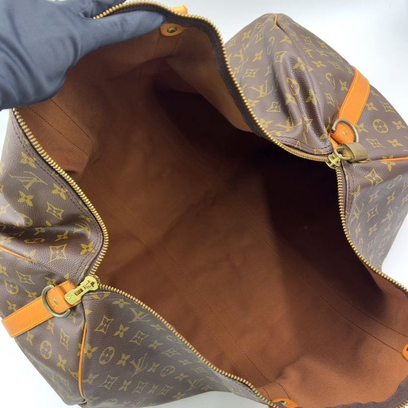 Louis Vuitton Keepall Bandouliere 60 Monogram Leather Brown Boston Bag Gold