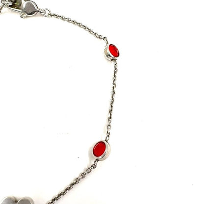 Gucci Trademark Heart Crystal Silver Red Bracelet