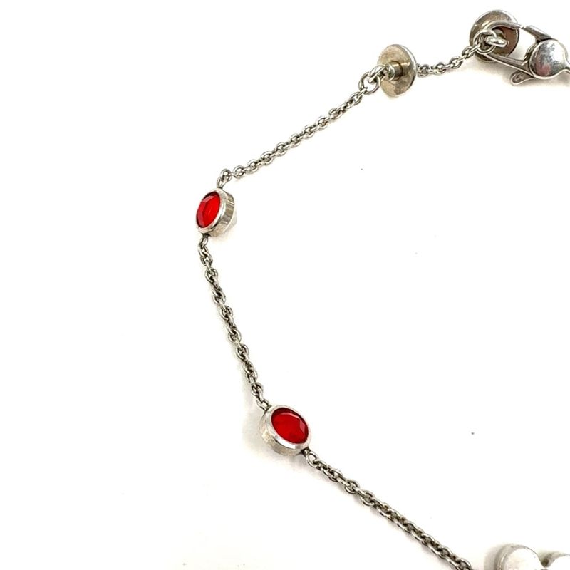 Gucci Trademark Heart Crystal Silver Red Bracelet