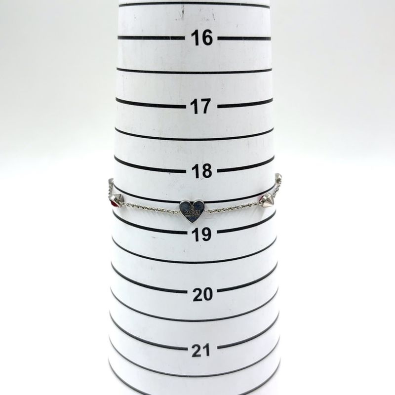 Gucci Trademark Heart Crystal Silver Red Bracelet
