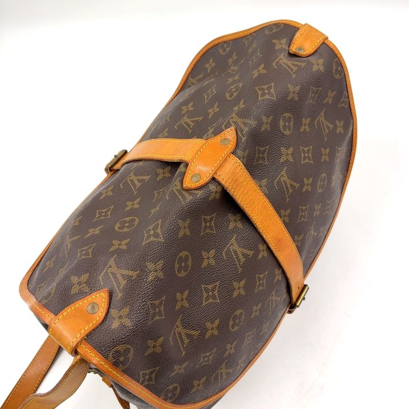 Louis Vuitton Saumur 35 Monogram Leather Brown Shoulder Bag Gold
