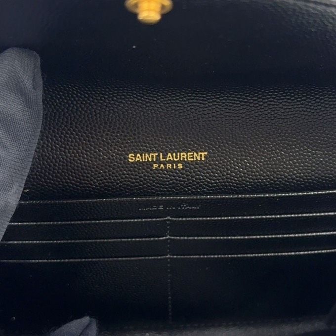 Saint Laurent Paris Monogram Leather Black Wallet Gold