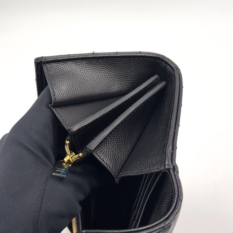 Saint Laurent Paris Monogram Leather Black Wallet Gold
