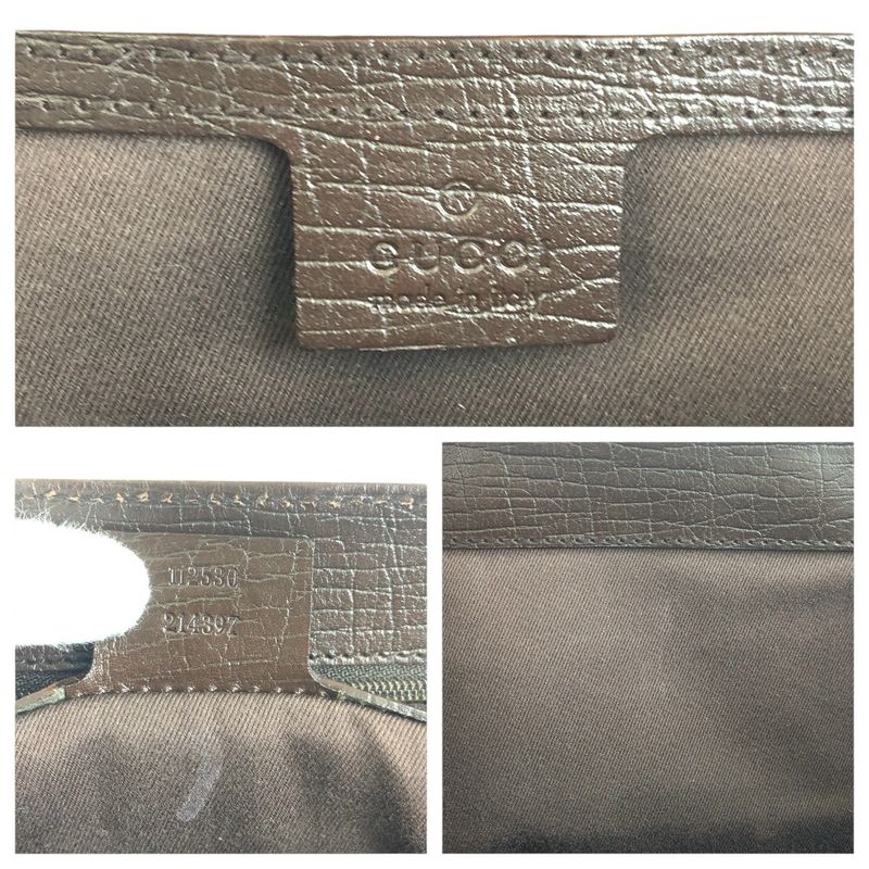 Gucci Bamboo Beige Brown Silver GG Canvas Tote