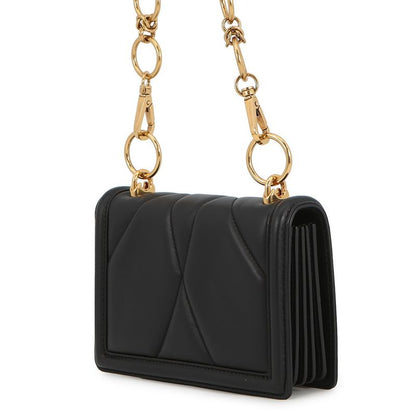 Dolce & Gabbana Chain Shoulder Bag Devotion Heart Quilted Leather & Black