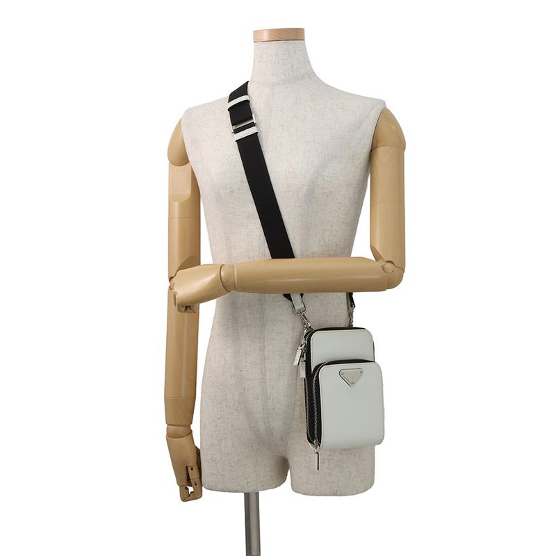 Prada Shoulder Bag Triangle Smartphone Saffiano White