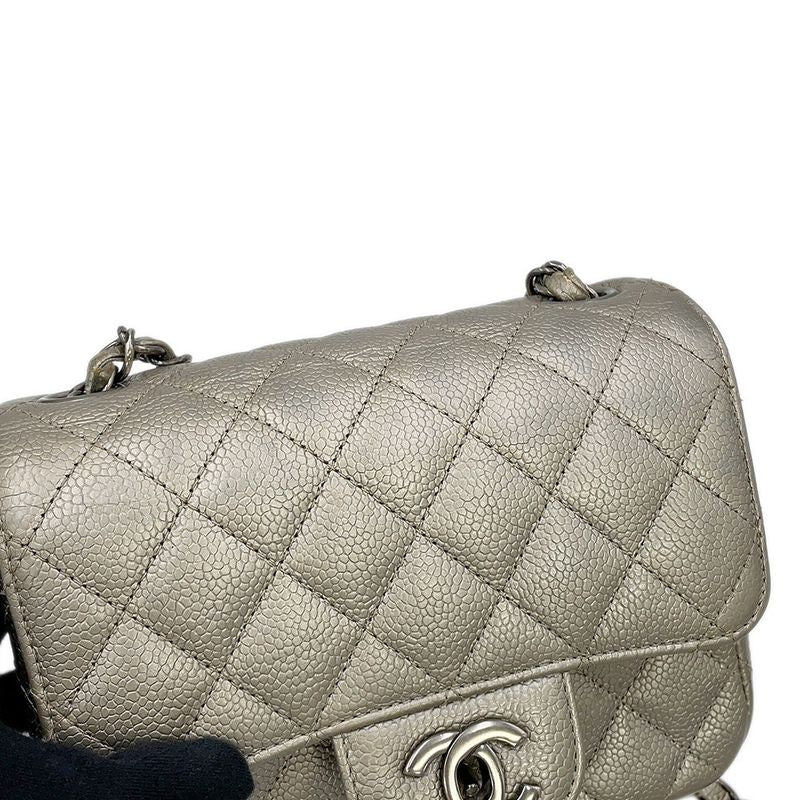 Chanel Chain Shoulder Bag Mini Quilted CC Logo Caviar Leather