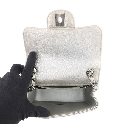 Chanel Chain Shoulder Bag Mini Quilted CC Logo Caviar Leather