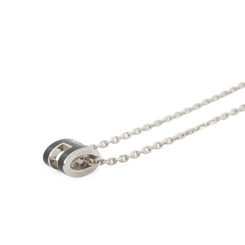 Hermes Necklace Mini Pop Black Silver