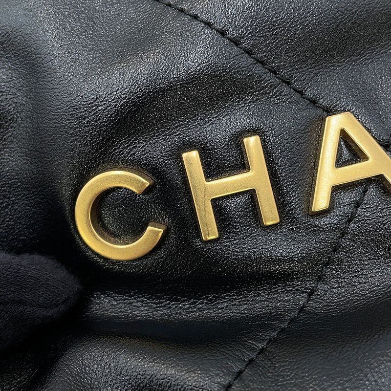 Chanel Handbag Mini CC Logo Shiny Calf Leather 2-Way Black