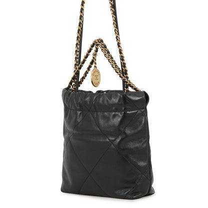 Chanel Handbag Mini CC Logo Shiny Calf Leather 2-Way Black