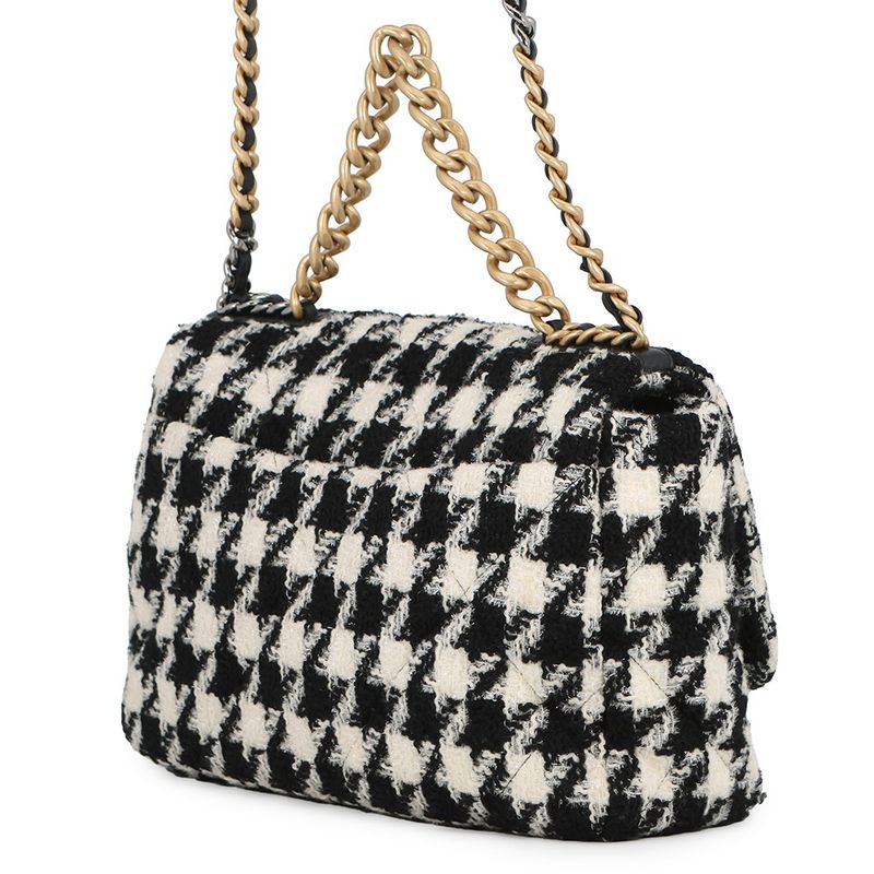 Chanel Chain Shoulder Bag Dizeneuf Maxi Tweed 2-Way White Black