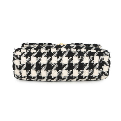 Chanel Chain Shoulder Bag Dizeneuf Maxi Tweed 2-Way White Black