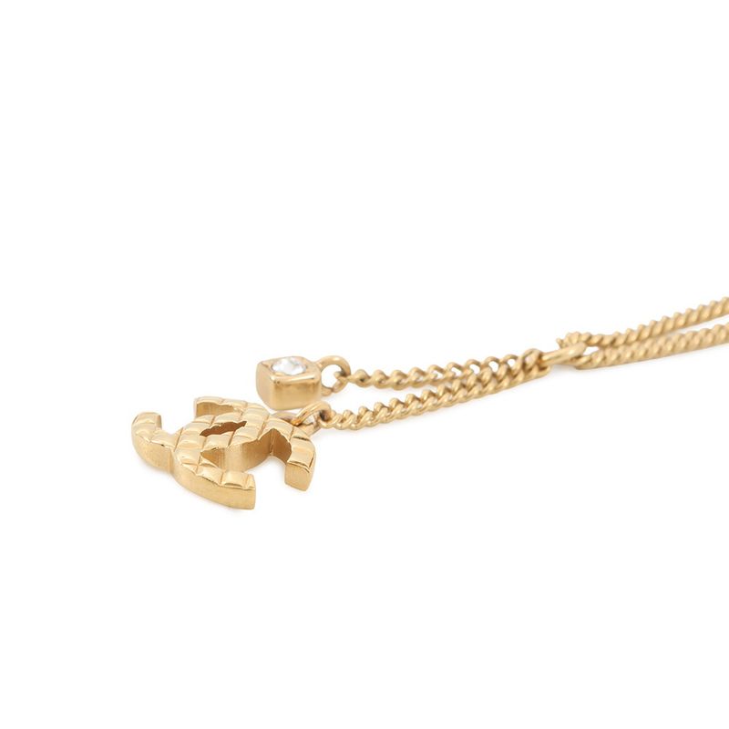 Chanel Necklace CC Logo Line Stone