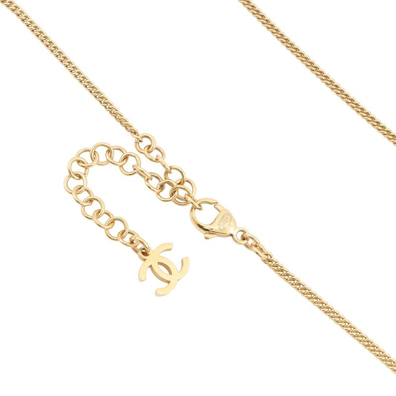 Chanel Necklace CC Logo Line Stone
