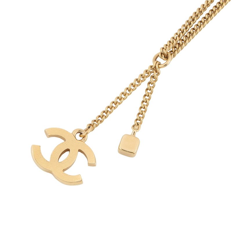 Chanel Necklace CC Logo Line Stone