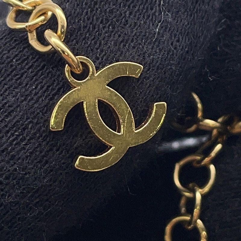 Chanel Necklace CC Logo Line Stone