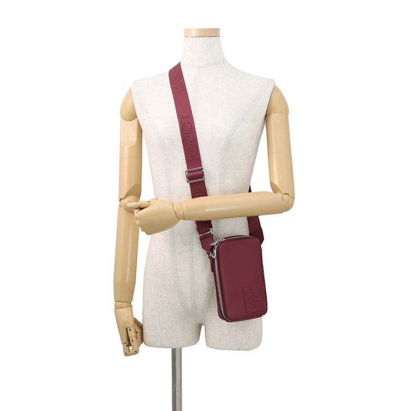 Loewe Shoulder Bag Vertical Crossbody Pocket Anagram Satin Calf Leather