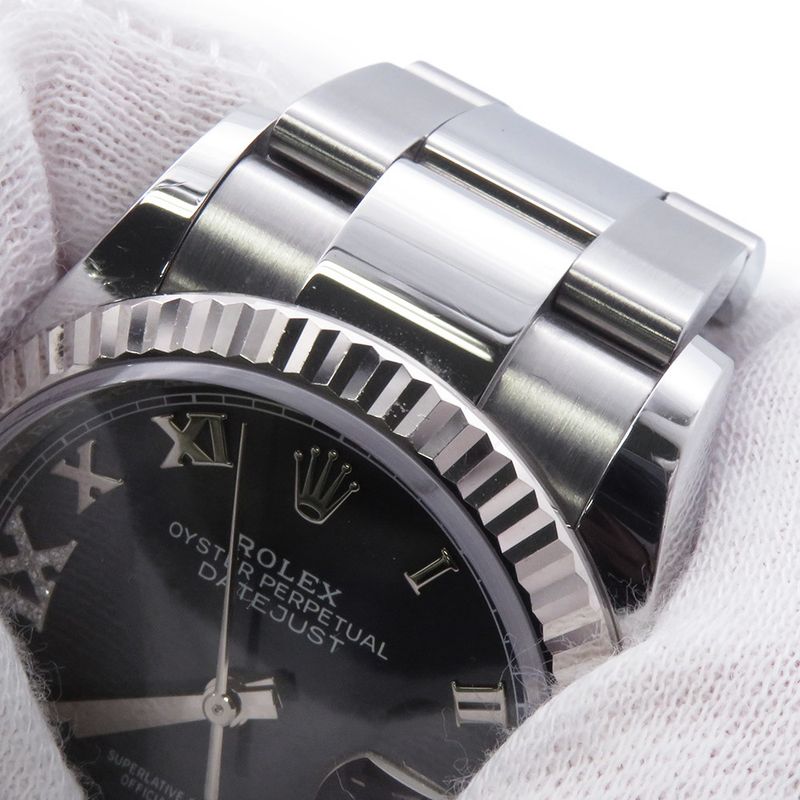 Rolex Datejust 36 SS 18k White Gold Roulette Aubergine Dial 69 Diamonds