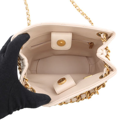 Chanel Chain Shoulder Bag Small Quilted CC Logo Lambskin 2-Way