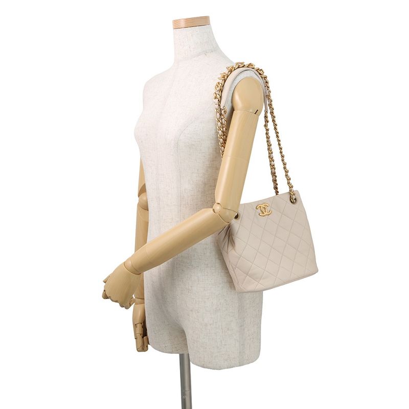 Chanel Chain Shoulder Bag Small Quilted CC Logo Lambskin 2-Way