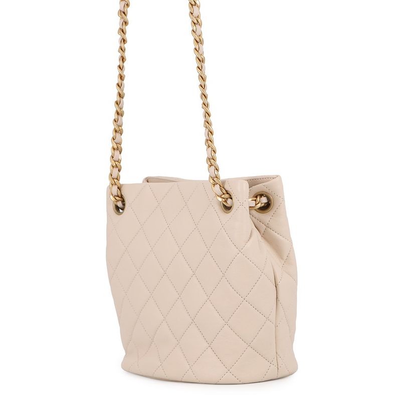 Chanel Chain Shoulder Bag Small Quilted CC Logo Lambskin 2-Way