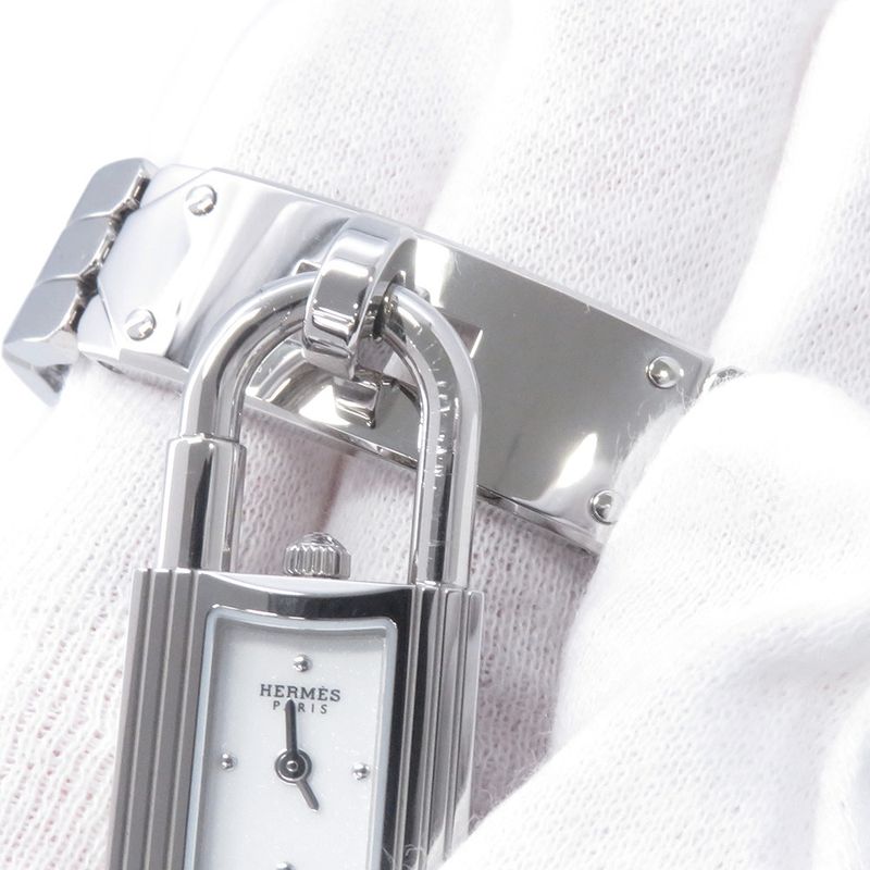 Hermes Kelly Watch Spark Ring White Lacquer Dial