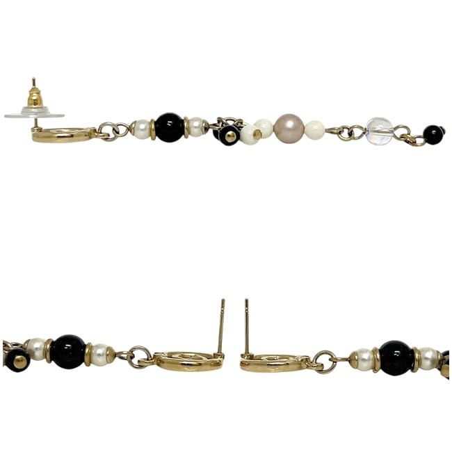 Chanel Swing Earrings Gold Black White Multicolor