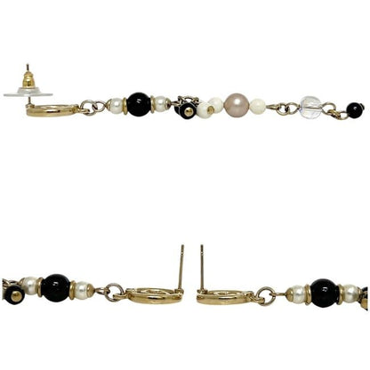 Chanel Swing Earrings Gold Black White Multicolor