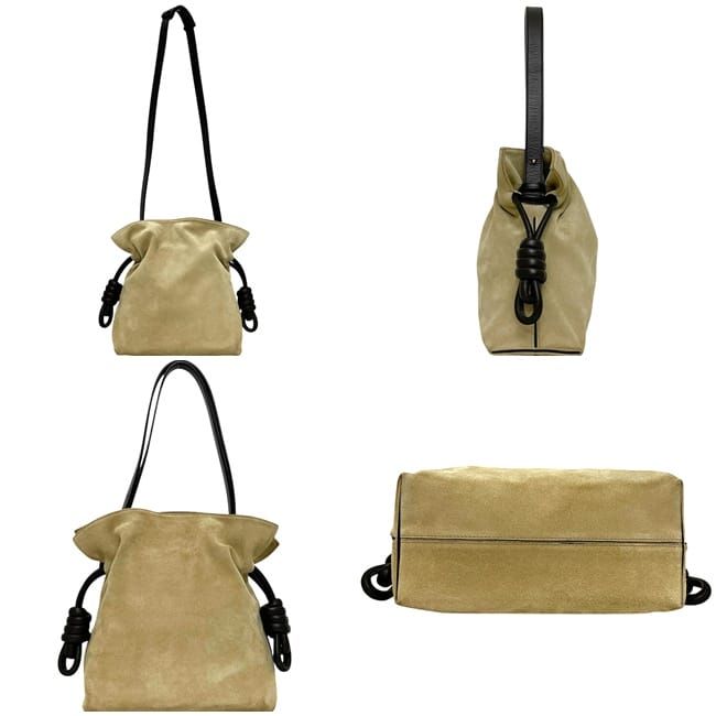 Loewe 2-Way Drawstring Bag Flamenco Knot Beige Dark Brown