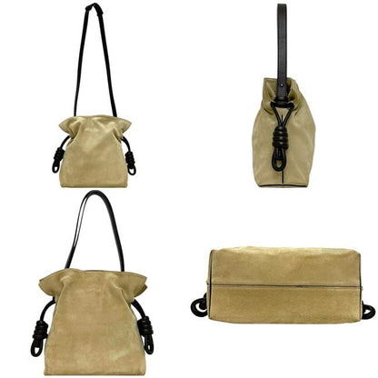 Loewe 2-Way Drawstring Bag Flamenco Knot Beige Dark Brown