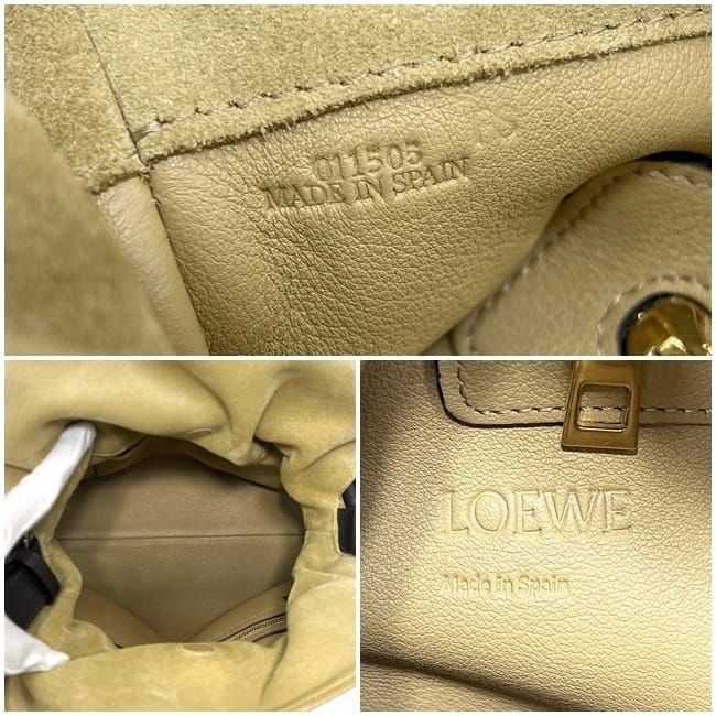 Loewe 2-Way Drawstring Bag Flamenco Knot Beige Dark Brown