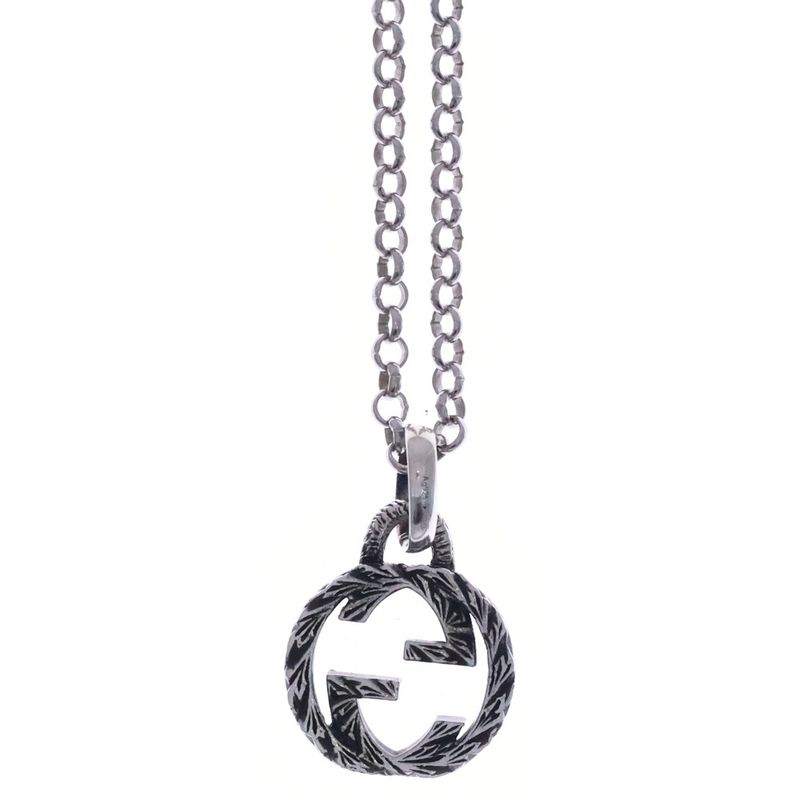 Gucci Arabesque Interlocking Necklace Pendant Chain Silver
