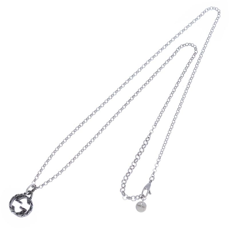 Gucci Arabesque Interlocking Necklace Pendant Chain Silver