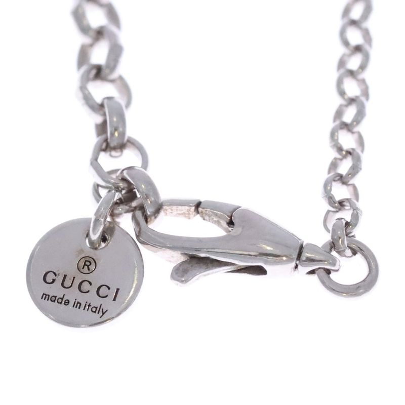 Gucci Arabesque Interlocking Necklace Pendant Chain Silver