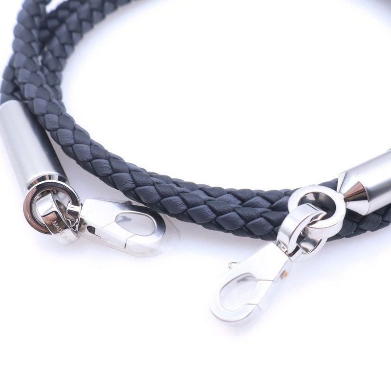 Hermes Bandouliere Intrecciato Shoulder Strap Silver Gray