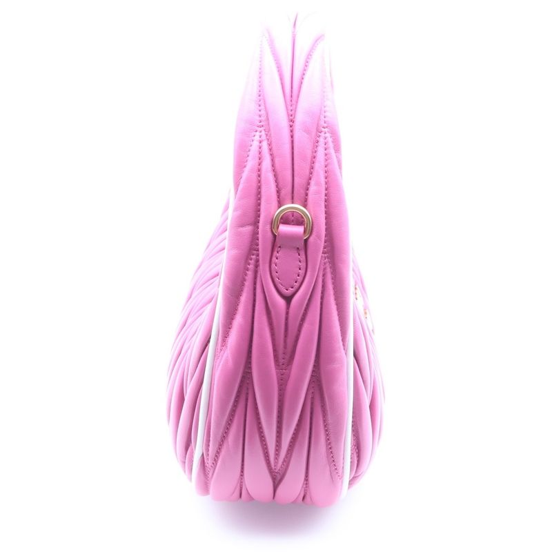 Miu Miu Matelasse Wonder Hobo 2-Way Shoulder Bag Pink Leather Gold