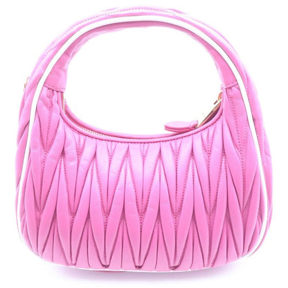 Miu Miu Matelasse Wonder Hobo 2-Way Shoulder Bag Pink Leather Gold