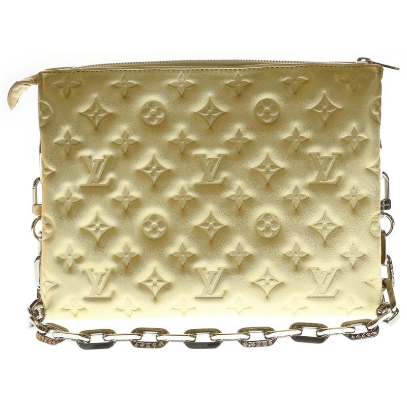 Louis Vuitton Monogram Cousin PM 2-Way Chain Shoulder Bag Gold Leather Silver