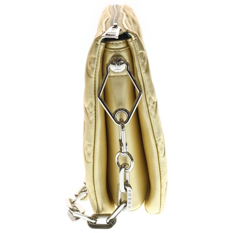 Louis Vuitton Monogram Cousin PM 2-Way Chain Shoulder Bag Gold Leather Silver