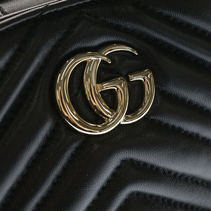 Gucci GG Marmont Logo Plate Lambskin Leather 2-Way Hand Chain Shoulder Bag