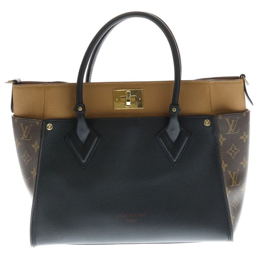 Louis Vuitton Monogram on My Side MM High End 2-Way Tote Black Brown Leather