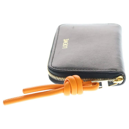 Loewe Zip Coin Purse Mini Wallet Black Orange Shiny Napa Cafe Gold