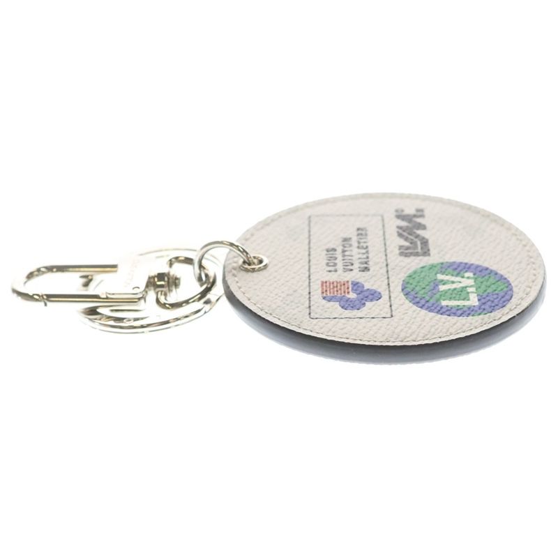 Louis Vuitton Monogram Porte Cles Round Key Holder Bag Charm White Leather
