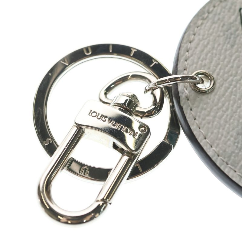 Louis Vuitton Monogram Porte Cles Round Key Holder Bag Charm White Leather