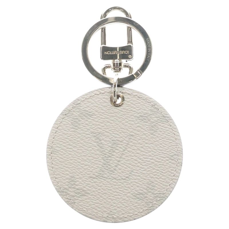 Louis Vuitton Monogram Porte Cles Round Key Holder Bag Charm White Leather