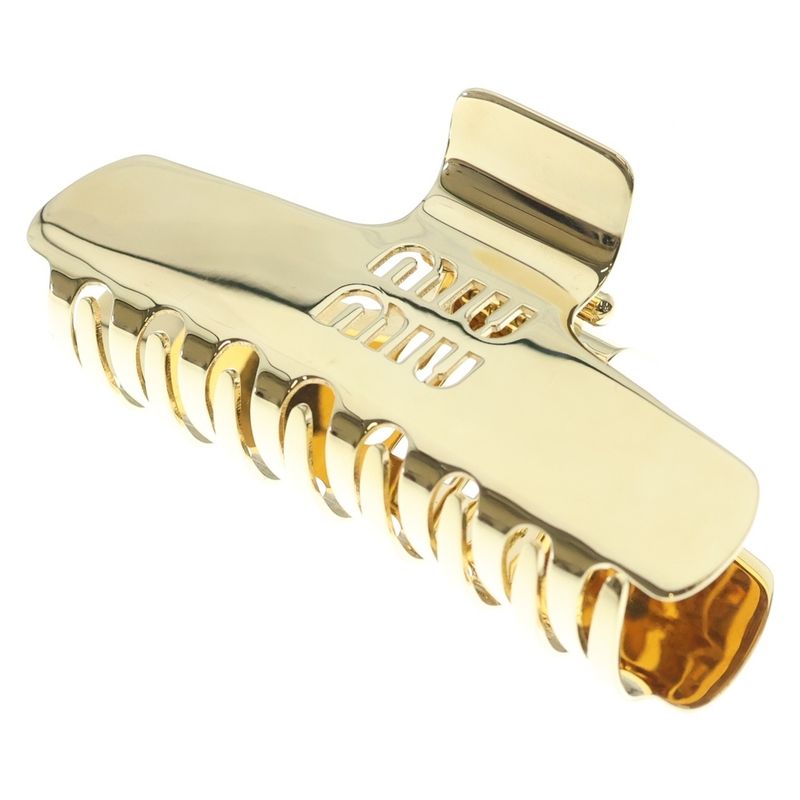 Miu Miu Logo Metal Claw Hair Clip Gold
