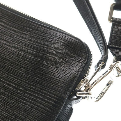 Loewe Goya Anagram Logo Leather Shoulder Bag Black