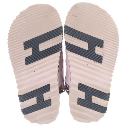 Hermes Junior Hlogo Leather Velcro Flat Sandals Shoes Pink Beige